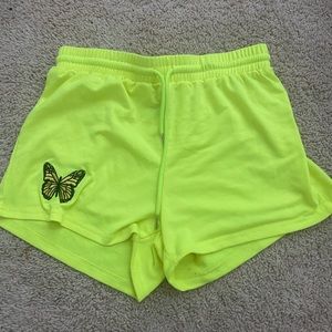 Neon yellow cotton shorts